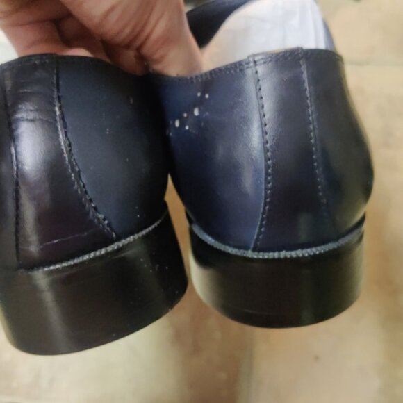 Carrucci Navy horsebit loafers 9.5M brogue blue KS261-04 silver bit leather